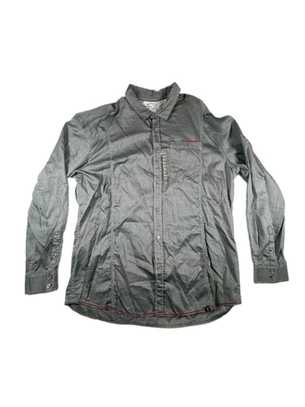Marc Ecko Shirt Men 2XL Gray Chest Pocket Long Sleeve Button Front Everyday Wear